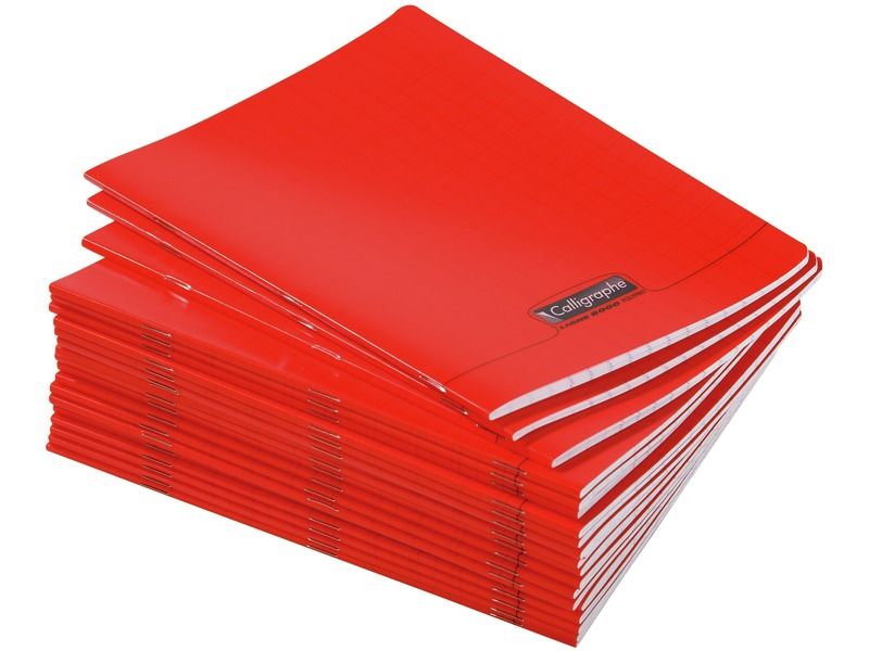 Cahier double lignes protège-cahier intégré rouge